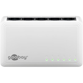 goobay 64563 Gigabit Ethernet Network Switch 5 Port / LAN Switch with Max. 1000 Mbps / Fanless Design / Ethernet Switch with Plug & Play / Optimised Data Distribution / White