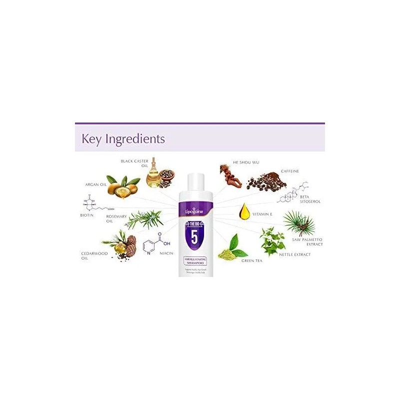 Lipogaine Big 5 Champú Estimulante Del Cabello Totalmente Na
