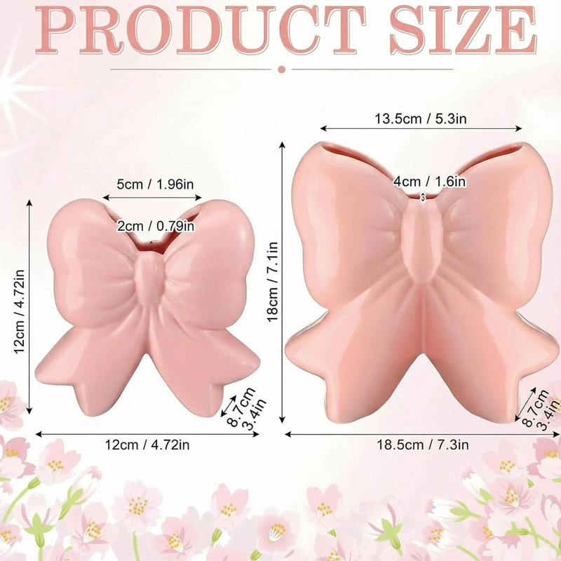 Jingmore Bow Vase Coquette Ceramic Vase Pen Holder Makeup Brush