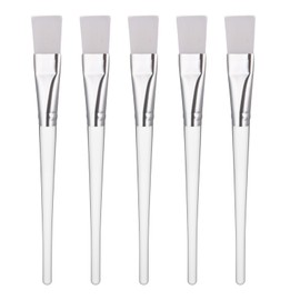 JJUNW 5 Pcs Facial Mask Brush, Face Mask Applicator, Soft Facial Application Brush with Clear Plastic Handle, Makeup Brushes Cosmetic Tools for Women Girls Mud Clay Mask Makeup Peel (White)