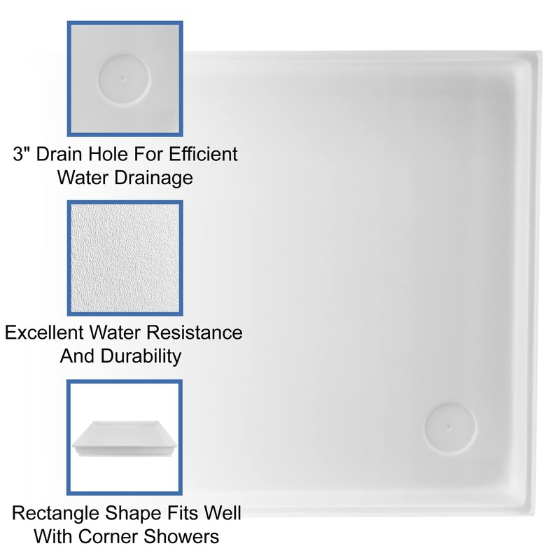 RecPro RV White Shower Pan | Camper Shower Pan (Corner