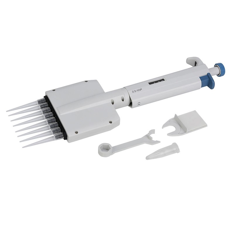 8-Channel Vraiable Volume Manual Adjustable Pipettor Pipet Laboratory Tool 0.5-10μl