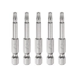sourcing map 5Pcs Security Torx Bit 1/4" Hex Shank 2" Long Drill Bits T20 Torx Star S2 Steel Magnetic Tamper Resistant Screwdriver Bit
