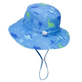 Caviotess Baby Toddler Sun Hat with Cute Dinosaur Summer Beach Hats Wide Brim UPF 50+ Bucket Hat for Baby Girls