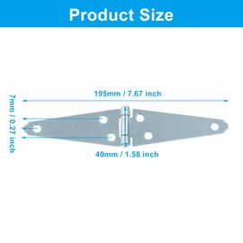 Hordion 4Pcs Strap Hinge Shed Door Hinges, 4 Inch Heavy Duty Gate Hinges Black Tee Hinge with Screws for Wood Gate Cabinet Door, Silver