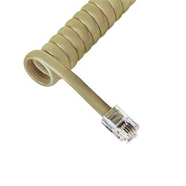 Coiled Telephone Handset Cord for Use with PBX Phone Systems, VoIP Telephones - 25 Ft Uncoiled, Rj22, 1.5 Inch Lead on Both Ends, Dark Ash