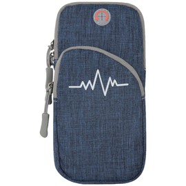 CHROME CRANE RB004 (02.Blue) Sports Armband, Slub Pattern, Pouch, Earphone Jack, Smartphone, Portable, Running