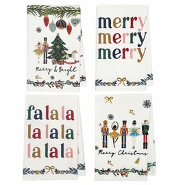 JINGTOPS Tea Towels Christmas Kitchen Towels, Hand Towel Tea Towel Christmas Decoration, Microfibre Towels for Kitchen Drying Towel, Winter Christmas Decoration Indoor Table Decoration 40 x 60 cm (4,