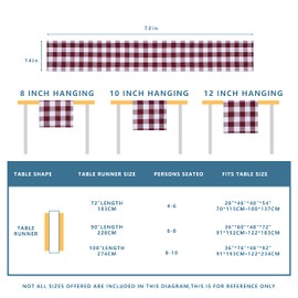 Tosewever Buffalo Check Plaid Farmhouse Table Runner, Cotton Polyester Blend Classic Family Dinner Table Runners for Indoor Outdoor Parties Events Home Decoration (Red and White, 14 x 72 Inch)
