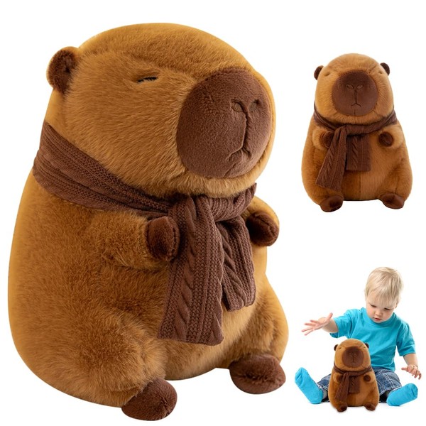 LYPPUL 25cm Capybara Plush Toy, Capybara Stuffed Animal with Scarf,