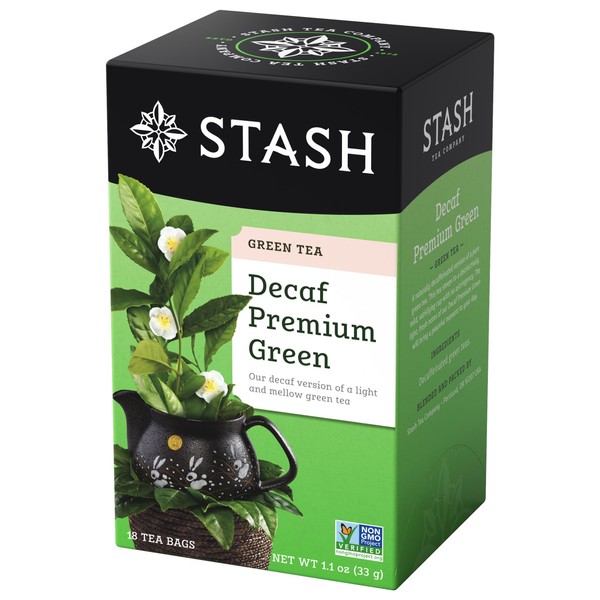 Stash Tea Decaf Premium Green Tea - Decaf, Non-GMO Project Verified Premium Tea with No Artificial Ingredients, 18 Count (Pack of 6) - 108 Bags Total