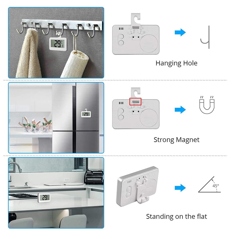Digital Refrigerator Thermometer, Thermometer Refrigerator with LCD Display and Frost