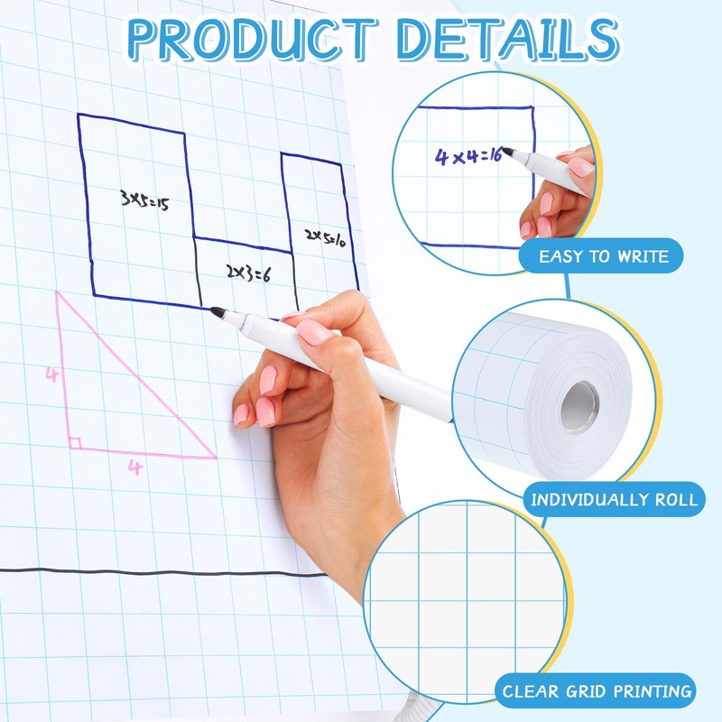 Jetec 1" Large Grid Graph Paper Roll 19.7 Inch x