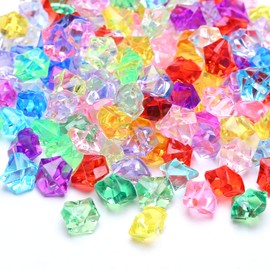 YIEUR 300 Pieces Stone Diamonds Colourful Acrylic Glitter Mixed Beads Set, 14 mm Small Loose Crystal Stones Diamond Crystals Gemstones Confetti Diamonds Decoration for Wedding Table Decoration (Stone)
