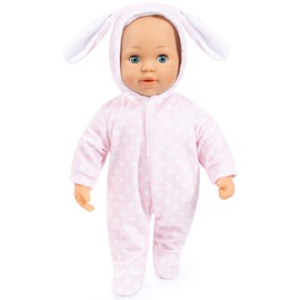 Bayer Design 93822AA Anna Baby Doll Speaks 24 Baby Sounds, Soft Body, Sleeping Eyes, Dummy, Bottle, 38 cm, Pink, Small