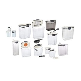 Progressive Prepworks ProKeeper 13 -Piece Kitchen Clear Plastic Airtight Food Flour And Sugar Storage Organization Container Baking Canister Set, White