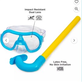 Dolfino Mermaid Multi-Color 5-Piece Swimming Snorkel Sport Goggle Set w/Backpack