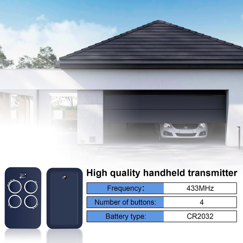 433.92 MHz Remote Control Garage Door, Pack of 3 Remote