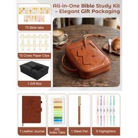Bafeil Leather Bible Cover for Men, Large Bible Case with Supplies