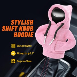 PM PERFORMOTOR Gear Shift Hoodie, Universal Car Shift Knob Cover, Mini Hoodie for Car Shifter, Cute Car Accessories and Decorations, 5.2" X 4.5" Fits Shift Knobs with up to 2.2" Diameter, Pink