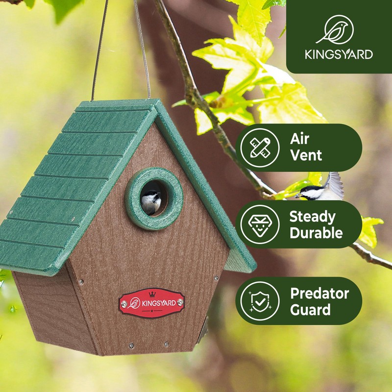 Kingsyard Recycled Plastic Bird House for Outdoors - Hanging Nesting