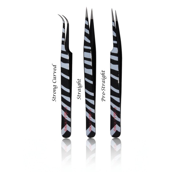 Alluring Zebra Color Tweezers for Eyelash Extension (Pro Straight)