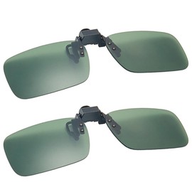 2 Pack Clip On Sunglasses UV400 Protection Polarized Lenses Driving Sunglasses for Men Women Flip-Up Driving Glasses for Fishing Driving Outdoor Activities (Green), Green, Unit size