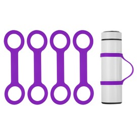 PATIKIL Water Bottle Carrier Grip, 4 Pcs Portable Soft Silicone Non-Slip Water Handle Grip Water Bottle Holder Strap for Outdoor Running Bike Gym Jogging Carrying, Purple