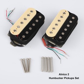 LIEKE Electric Guitar Pickup,1 Set Alnico 2 Humbucker Pickups Double Coil Pickups Bridge&Neck Pickups Set (Black&Cream)