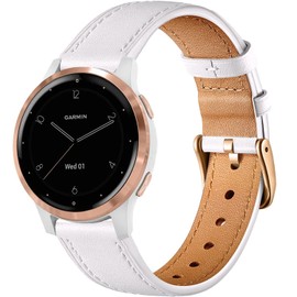 Issinlky Genuine Leather Strap Compatible with Garmin Venu 2S/Venu 3S, Vivoactive 4S, Garmin Vivoactive 3S, 18 mm Bracelet for Fossil Women's Gen 5E 42 mm, Gen 6 42 mm, Fossil Q Venture Gen 3/Gen 4