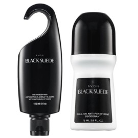 AVON Black Suede Hair And Body Wash And Roll On Deodorant NEW 2 Pieces