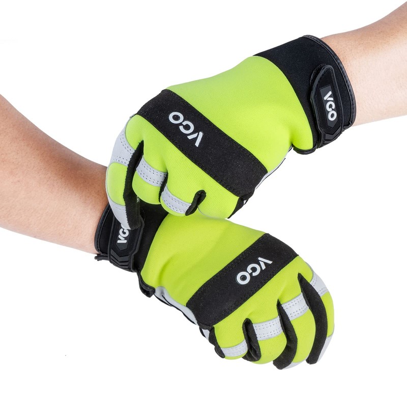 Vgo... 1 Pair Safety Work Gloves,Mechanics Gloves,Multi-purpose Gloves,Goat leather Gloves,Rigger