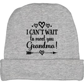 inktastic I Can't Wait to Meet You Grandma Baby Announcement Baby Beanie Hat Large Heather Grey 3e098