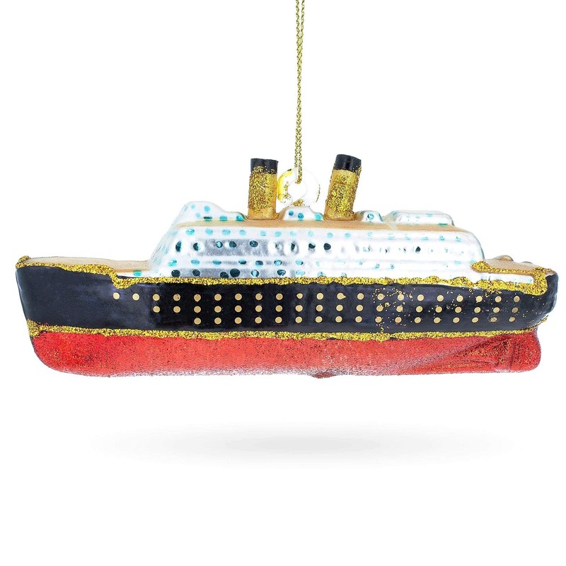 Titanic Ship Blown Glass Christmas Ornament