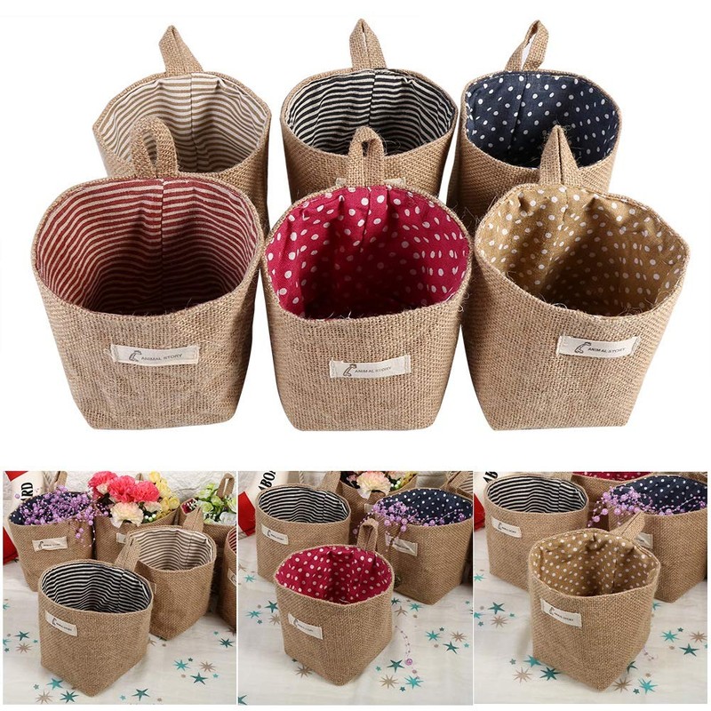 Cotton Linen Storage Bag, Clothes Bag Hanging Cotton Linen Basket