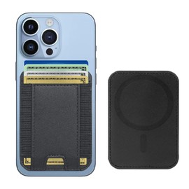 Tahamus Strong Magnetic Wallet Leather Card Holder Hold 1 to 7 Cards, (Black)