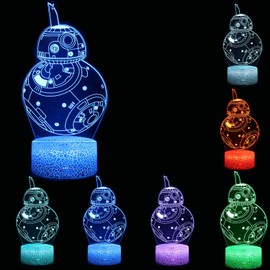 AOTOVOBOBO 3D Illusion Night Light Three Pattern 16 Color Change Robot Illusion Lamp Star-Trek Nightlight Lamp for Kids Children