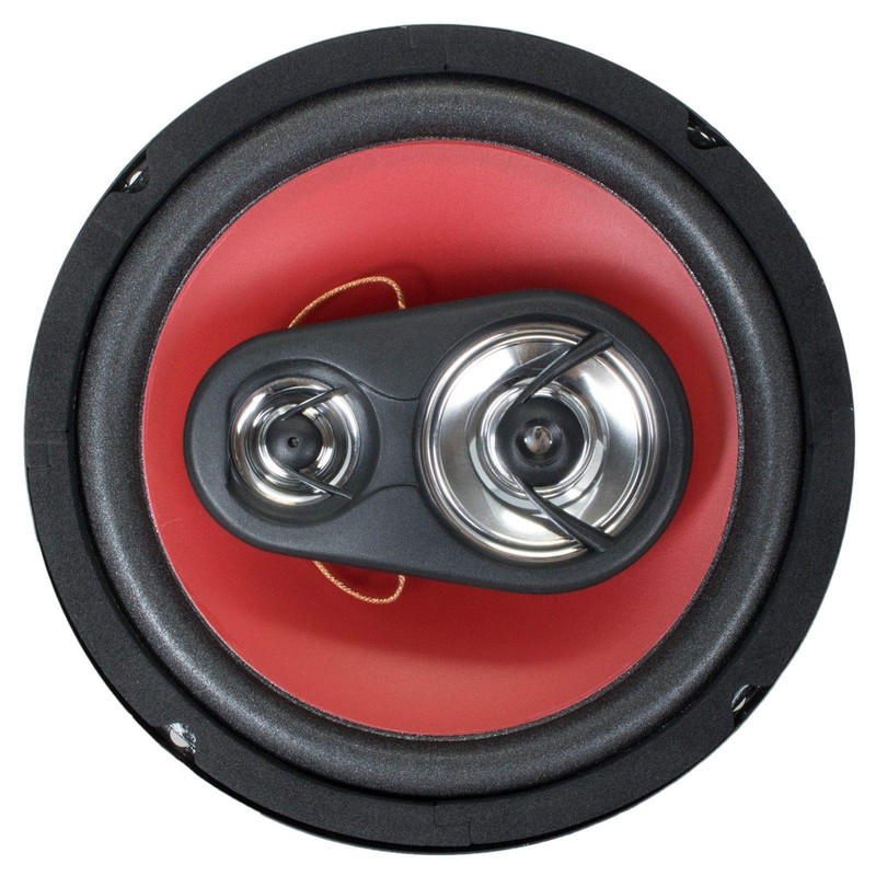 Pair of Audiobank 6.5" 400 Watt 3-Way Red Car Audio