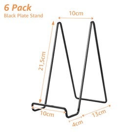 MUXHEL Set of 6 8 Inch Easel Stand Plate Stand Metal Plate Stand Black Metal Plate Stand Plate Holder Iron Easel for Plates Display Stand Picture Stand