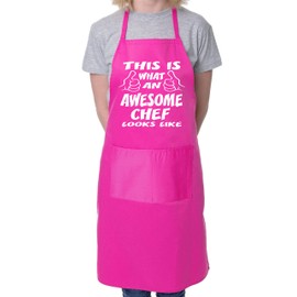 Awesome Chef Funny Fathers Day BBQ Cooking Novelty Apron Pink