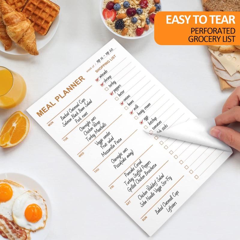 Weekly Meal Planner - 2 Pack Undated Tear-off Sheets, Magnetic
