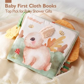 hahaland Baby Books 0-6 Months,Tummy Time Sensory Baby Toys 6 to 12 Months Touch Feel Book Textured Animals Mirror & Crinkle Paper Christmas Stocking Stuffers for Boys Girl 0 3 6 9 12 Months