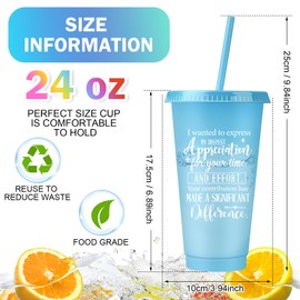 Funnymoom 80 Pieces Thank You Gifts Employee Appreciation Gifts Bulk 24oz Plastic Tumblers with Lids and Straws Reusable Cups Inspirational for Staff Coworker Colleague Teacher Nurse (Cute Style)