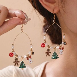 Christmas Earrings for Women Trendy Christmas Jewelry Gifts Christmas Tree Reindeer Earrings Dangling Christmas Beaded Earrings Stocking Stuffers