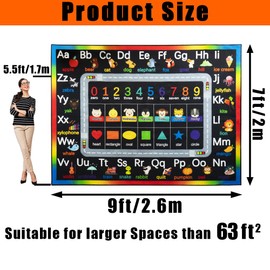 AlaTyche Classroom Rugs for Preschool, Daycare Rug for Classroom,Large Classroom Rug Elementary,Learning Alphabet Educational Rugs for Kids Playroom, Nursery(6'7''x8'7'', Black)