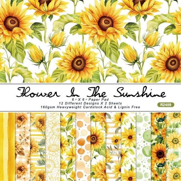 craspire Pack of 24 Sunflowers Scrapbook Paper Origami Paper Floral
