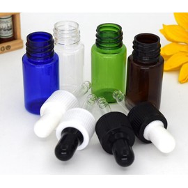 5PCS 10ml Plastic Dropper Bottles-Essential Oil Perfume Makeup Cosmetic Eyelquid Storage Containers With Glass Pipette and Black Dropper Cap(Transparent)