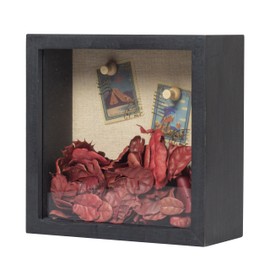 Increased Fire Shadow Box Frame 6x6 Shadow Box Display Case with Linen Back of Awards Memorabilia Flower, Pictures, Keepsakes、Bouquet、Medals and More Photos Memory Box Black