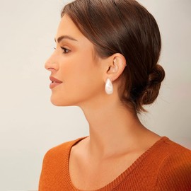 Brushed Silver Long Waterdrop Earrings for Women Matte Silver Droplet Earrings Long Teardrop Earrings