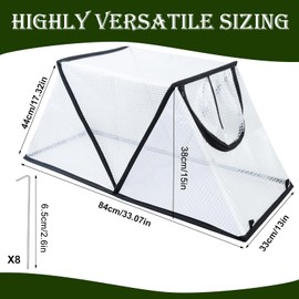 2 Pack Garden Row Accelerator Plants Cover, Foldable Raised Garden Bed Cover with Roll-up Zipper Door Waterproof Small Greenhouse Plant Cage Guard Protector for Vegetable Flower Fruits,33×13×15 in